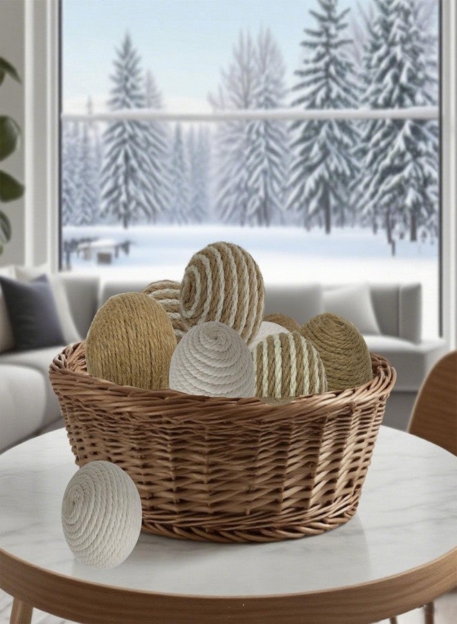 Flyekist Decorative Balls for Bowls, 2.36 Inch Set of 9, Vase Fillers for Centerpieces Bowl Fillers, Wicker Rattan Ball Natural Decorative Spheres Orbs Decor for Home Table Decor Party Wedding - Image 3