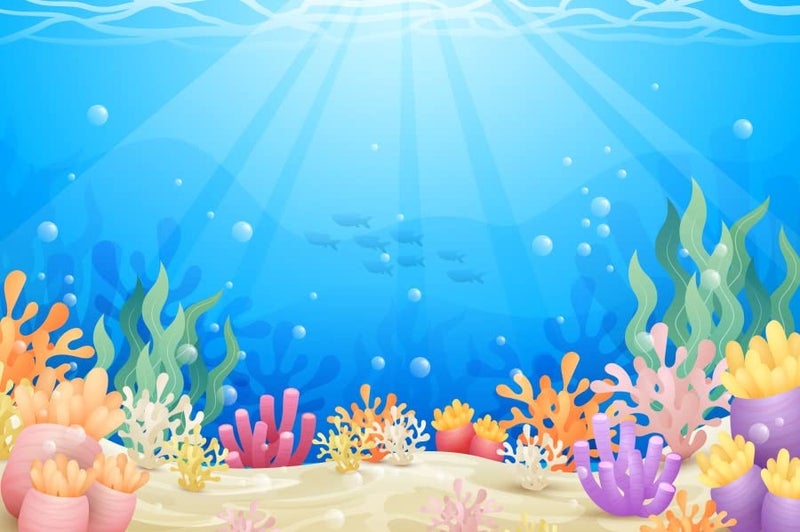Eainb 7x5ft Under The Sea Backdrop Colorful Reefs and Algae Decoration Underwater World Backdrops Sun Ray Ocean Photography Background Baby Kids Sea Theme Party Cake Table Banner - Image 5
