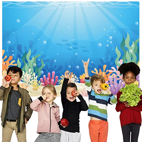 Eainb 7x5ft Under The Sea Backdrop Colorful Reefs and Algae Decoration Underwater World Backdrops Sun Ray Ocean Photography Background Baby Kids Sea Theme Party Cake Table Banner - Image 3