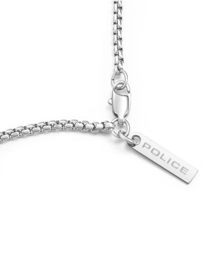 بوليس Geometric Metal Shiny Silver Faceted Tag Necklace For Men