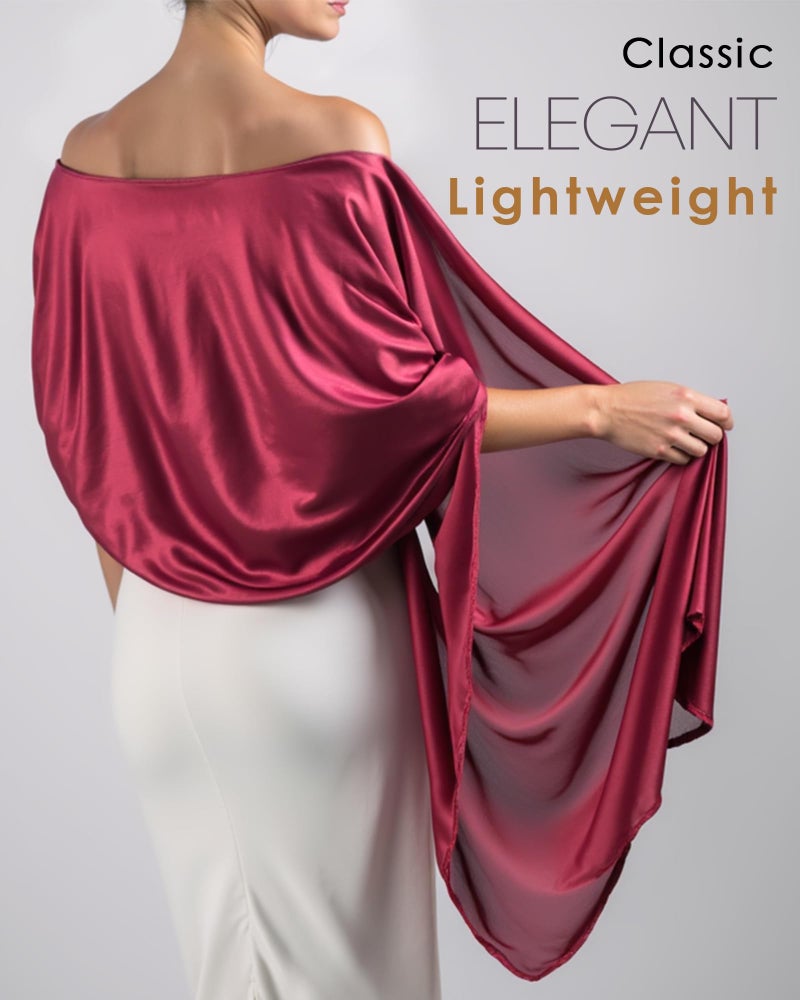 Sofier Satin Shawl Wraps for Women Evening Dresses Wedding Bridal Party Silky Scarf Formal Cover Up Bridesmaid Giftsï¼ˆWineï¼‰ - Image 2