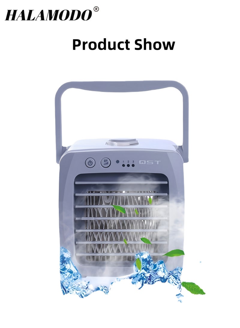 HALAMODO Portable Handheld Air Cooler Small Air Conditioner with 3 Speed Adjustable Wind Speed Desktop Cooling Tool Dormitory Humidifier Home Fan Usb Cooling Fan for Bedroom & Office & Outdoor - Image 2