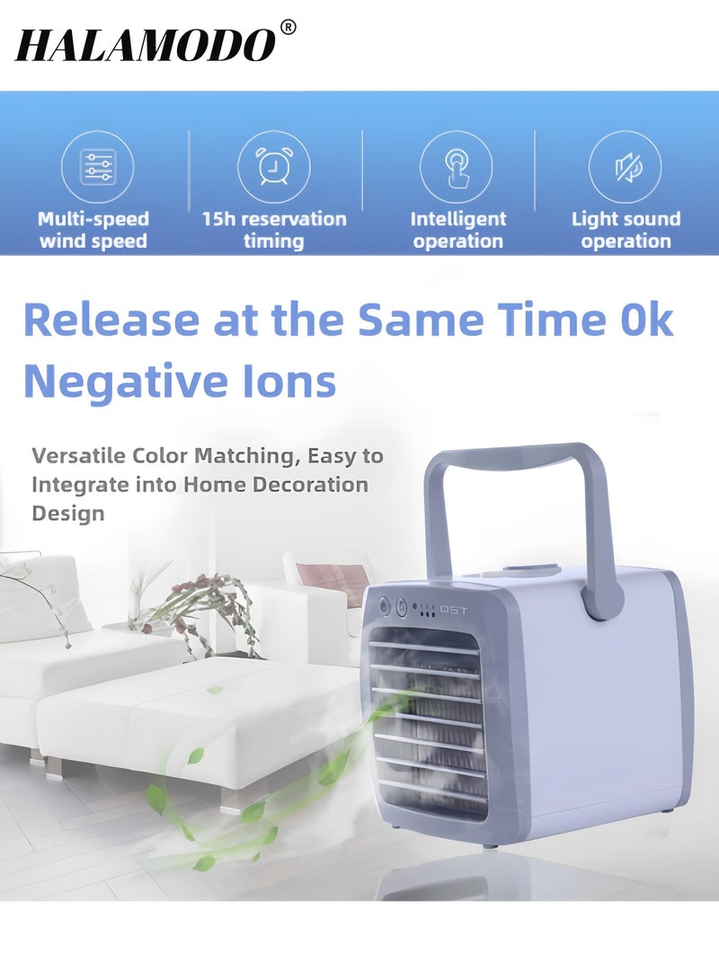 HALAMODO Portable Handheld Air Cooler Small Air Conditioner with 3 Speed Adjustable Wind Speed Desktop Cooling Tool Dormitory Humidifier Home Fan Usb Cooling Fan for Bedroom & Office & Outdoor - Image 4