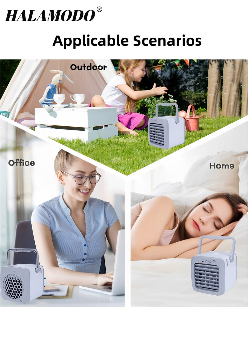 HALAMODO Portable Handheld Air Cooler Small Air Conditioner with 3 Speed Adjustable Wind Speed Desktop Cooling Tool Dormitory Humidifier Home Fan Usb Cooling Fan for Bedroom & Office & Outdoor - Image 5