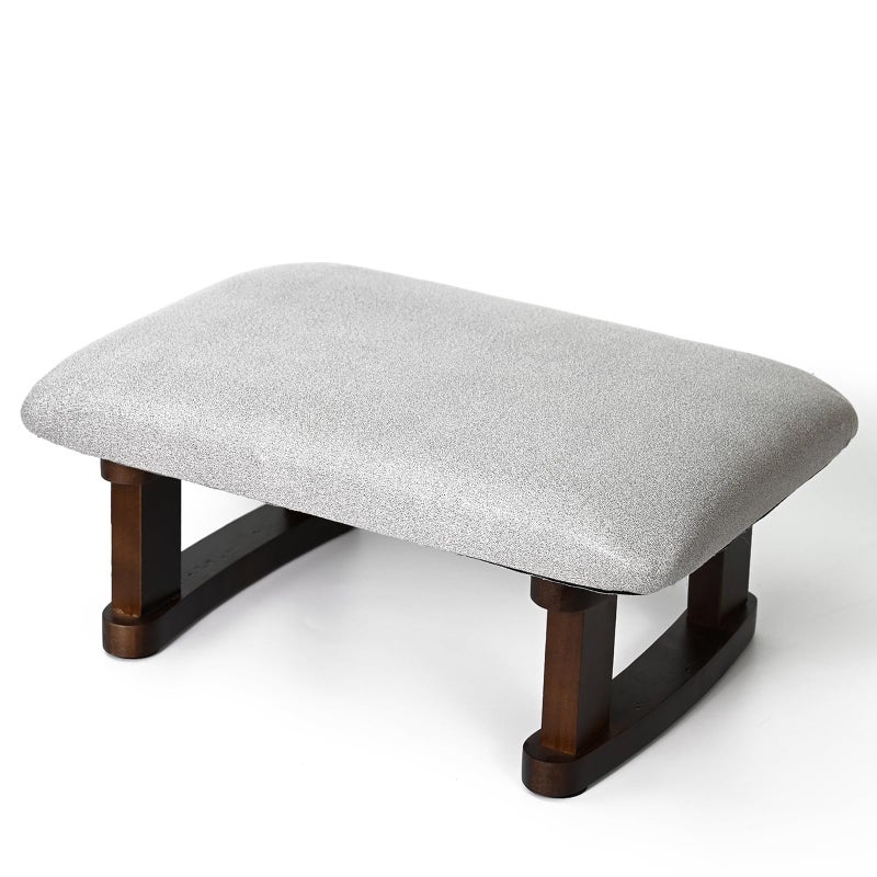 Coolcapis Small Footstool Office Under Desk Ottoman Padded Hassock 16.1"(41cm) x 6.7"(17cm) with Wooden Legs Modern Living Room Bedroom Work Nail Salon Compact Footrest Stool Relaxation Rest Foot Stool (Grey) - Image 1