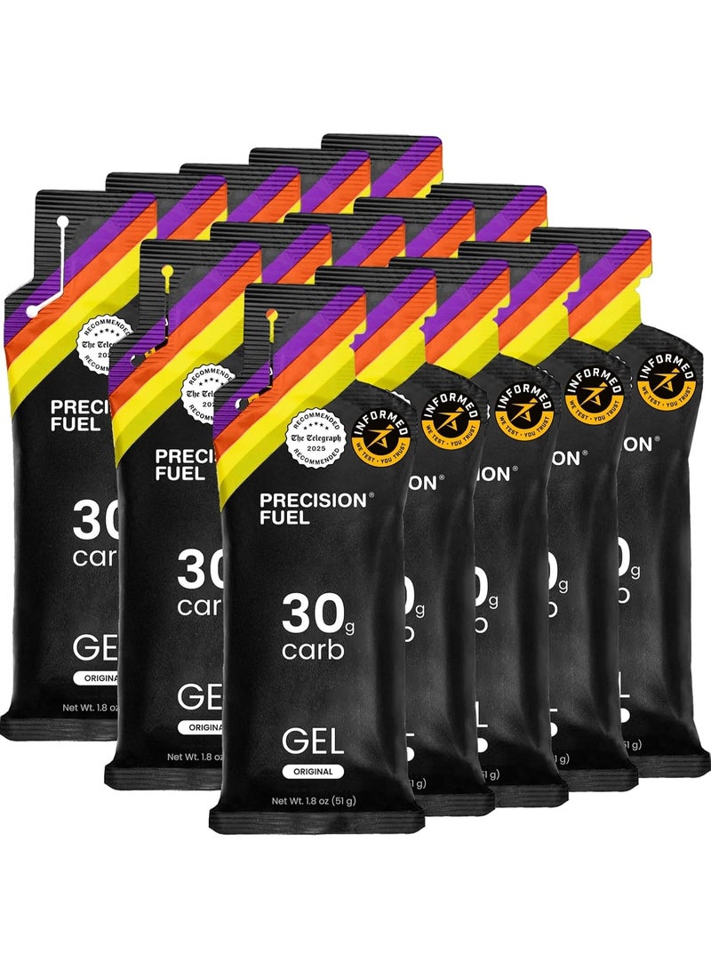 Precision Hydration Fuel 30 Energy Gels - Mild, Neutral Flavour Running Gels for Endurance Athletes, 30g Carbohydrate, Easy-to-Digest, Perfect for Running & Long-Duration Sports (Original, 15 gels) - Pack of 15 - Image 1
