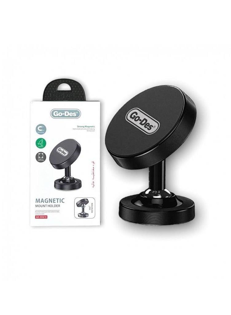 GO-DES Car Magnetic Mobile Mount Holder Go-Des magnetic Holder With 360 Degree Rotation Offer Amazing Stability And Safety To Your Phone Compact And Convenient - Image 1