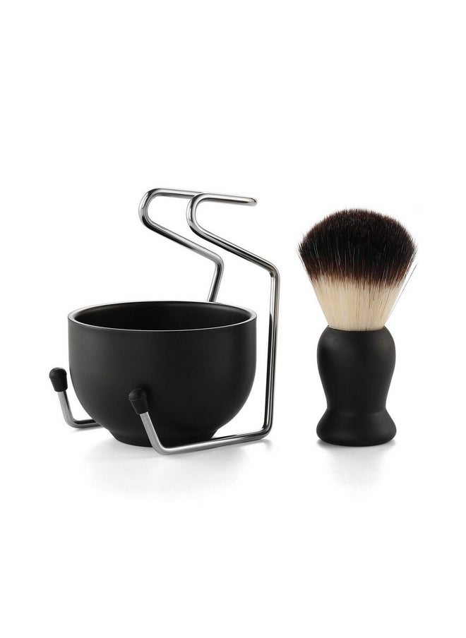 Aethland - Shaving Brush Set For Men, Hair Shaving Brush With Solid Wood Handle, And Dia 3.1 Inches Stainless Steel Shaving Bowl, Shaving Stand For Wet Shaving - Image 1