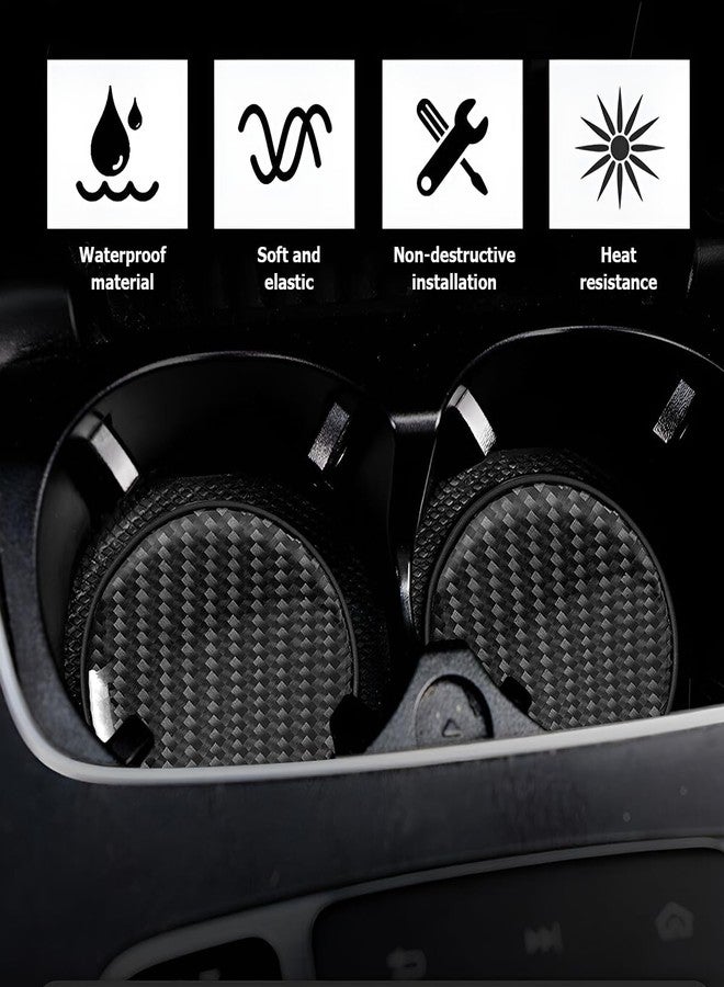 BESULEN Car Cup Holder Coaster, 4 PCS Carbon Fiber Non-Slip Embedded Coasters, Universal 2.75 Inch Cup Holder Insert Coaster Pad, Durable Drink Mat, Auto Interior Accessories (Black) - Image 3