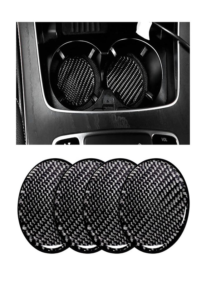 BESULEN Car Cup Holder Coaster, 4 PCS Carbon Fiber Non-Slip Embedded Coasters, Universal 2.75 Inch Cup Holder Insert Coaster Pad, Durable Drink Mat, Auto Interior Accessories (Black) - Image 1