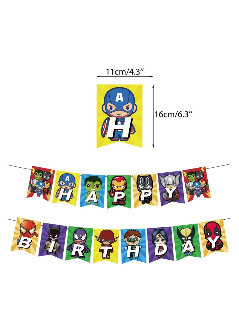 JAYATO 50-Piece Superhero Birthday Party Supplies for Kids, Superhero Banner, Cake Decorations & Balloons, Birthday Party Decor Set for Boys & Girls - Image 3