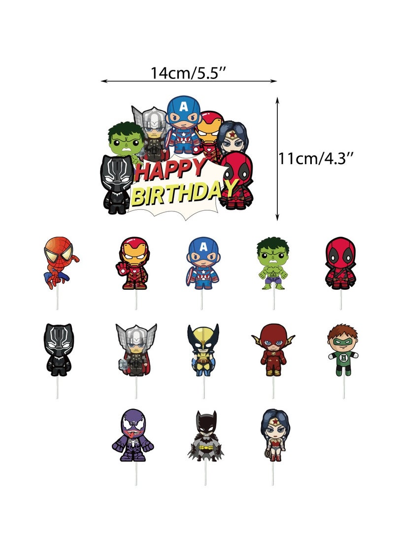 JAYATO 50-Piece Superhero Birthday Party Supplies for Kids, Superhero Banner, Cake Decorations & Balloons, Birthday Party Decor Set for Boys & Girls - Image 4