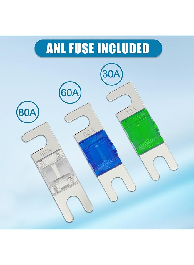 Azonee Fused Power Distribution Block For Car Audio, 4-Way Midi Fuse Block 12V 0/4 Gauge With Red Indicator, Ideal For Auto, Boat, Utv Stereo Amp - Image 4