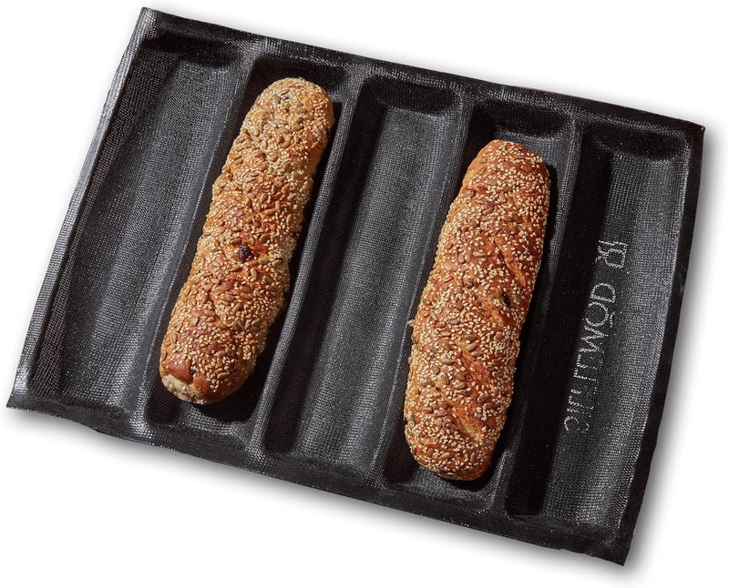 SILFLEMOD SIFLEMOD Silicone Baguette Mold - Non-stick Fench Bread Flexi Mesh Pan, Perforated Sandwich Baking Liners, Silicone Bread Baking Forms (5 Loaf, Black) - Image 1