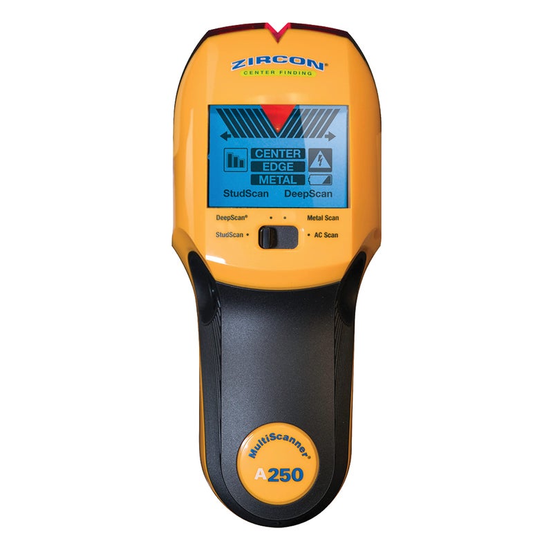 Zircon MultiScanner A250 AllInOne Stud FinderMetal DetectorLive AC Wire Detection and ScannerYellow