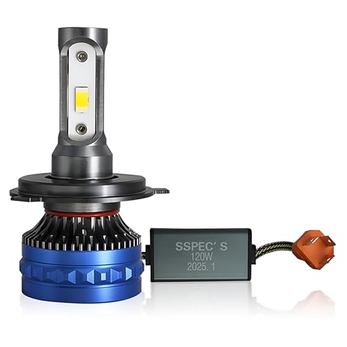 OBEROI'S TRADERS 1 YEAR WARRANTY Ultra Bright H4 Fitting 120 Watt LED Headlight Bulb|High And Low Beam|Lens Projector Headlamp Bulb With Cooling Fan For All Bikes & Scooters, White - Image 1