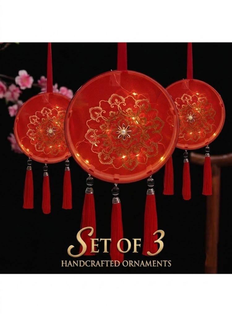 3 Pcs Flower Letter Printed Round Diwali Lantern Wedding Birthday Party Bedroom Palace Home Decoration