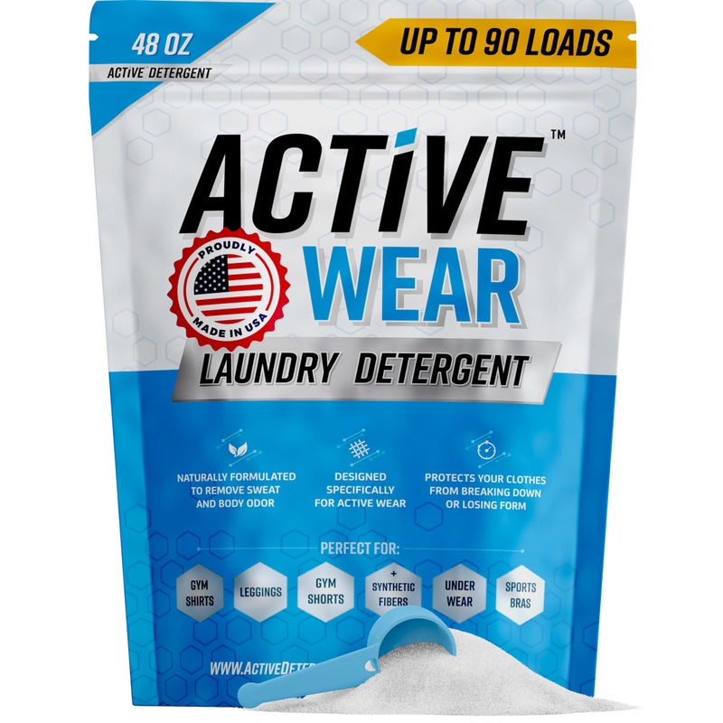 Active Wear Laundry Detergent & Soak - Formulated for Sweat and Workout Clothes - Natural Performance Concentrate Enzyme Booster Deodorizer - Powder Wash for Activewear Gym Apparel (90 Loads) - Image 1