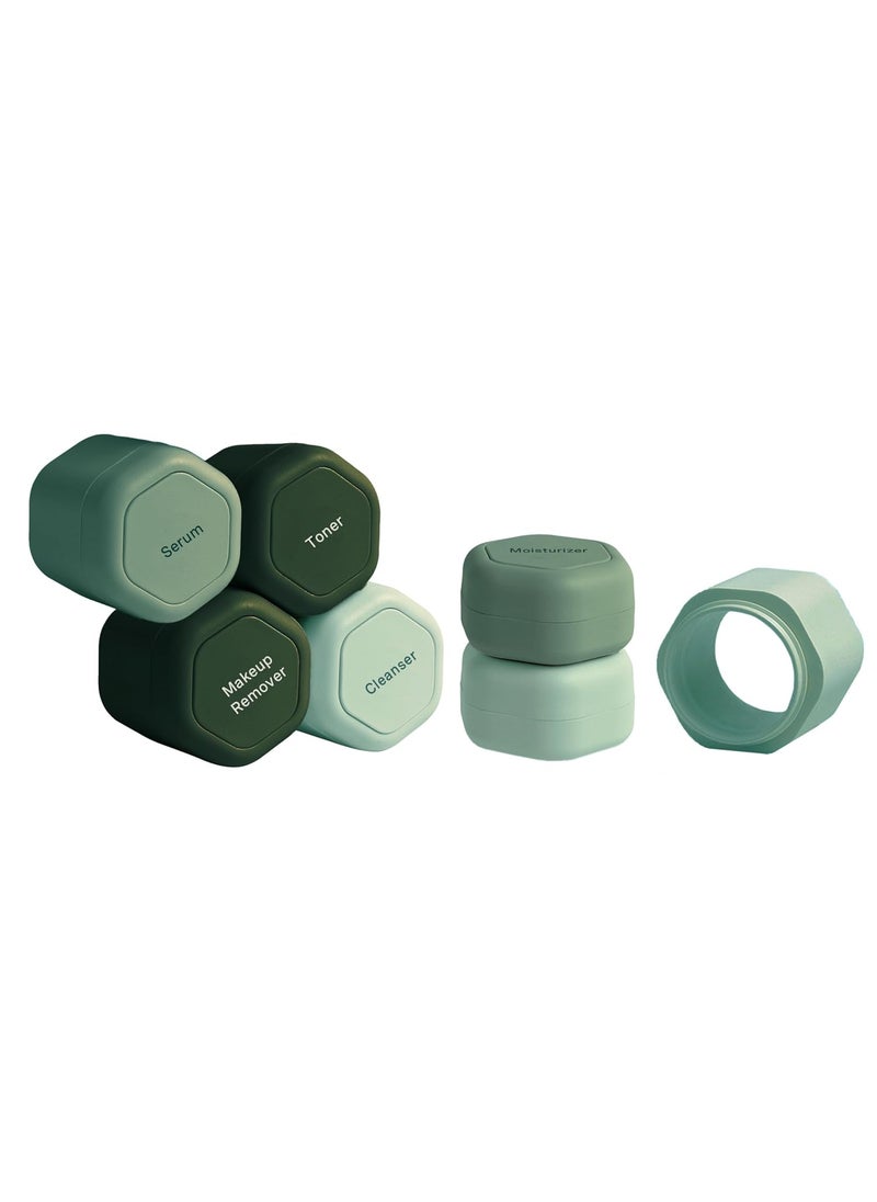 Cadence Cadence Travel Containers - Full Skincare Set - Magnetic Travel Capsules - 2 Small (0.56oz), 4 Medium Capsules (1.32oz), & Extender (1.43oz) with Multiple Labels for Better Organization - Evergreen 