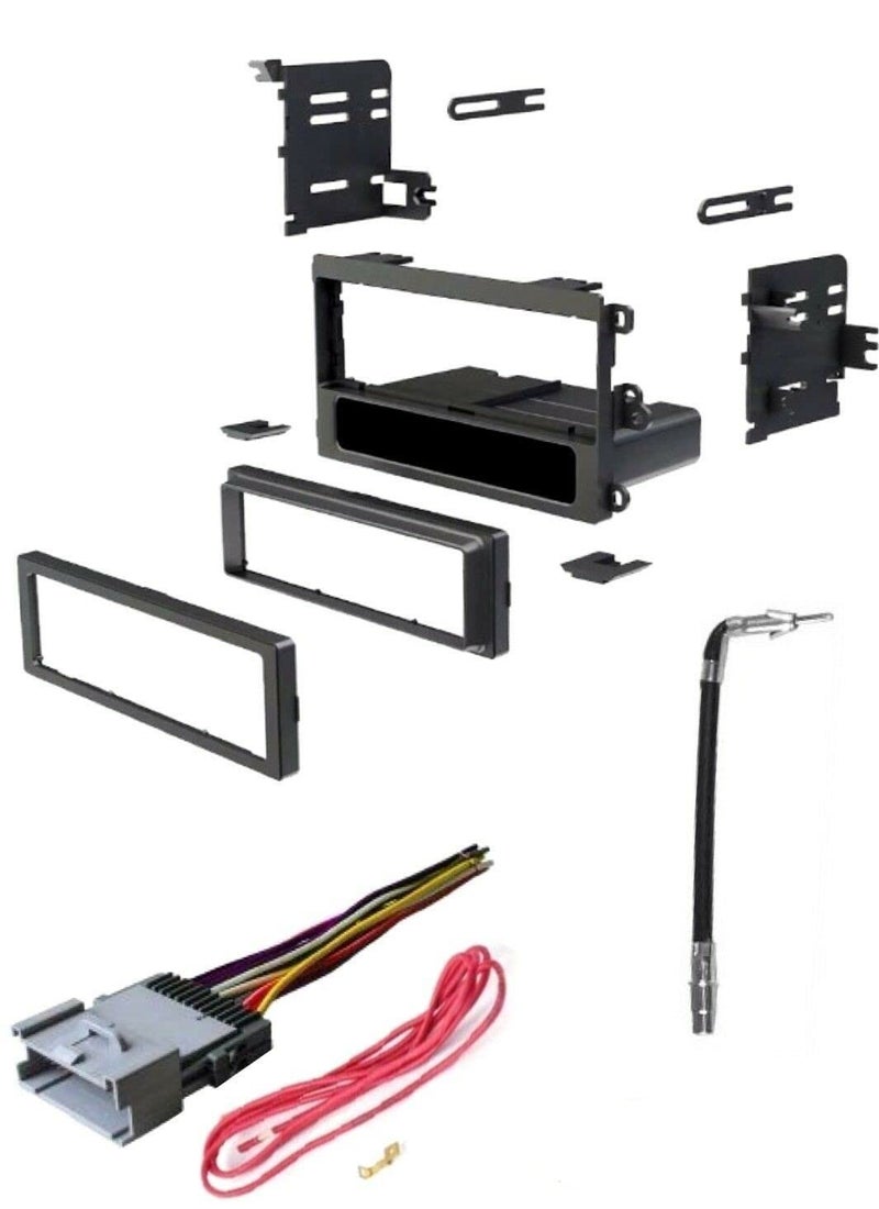 ASC Audio Single Din Car Stereo Radio Install Dash Kit with Wire Harness and Antenna Adapter for GM GMC Chevrolet Olds Pontiac