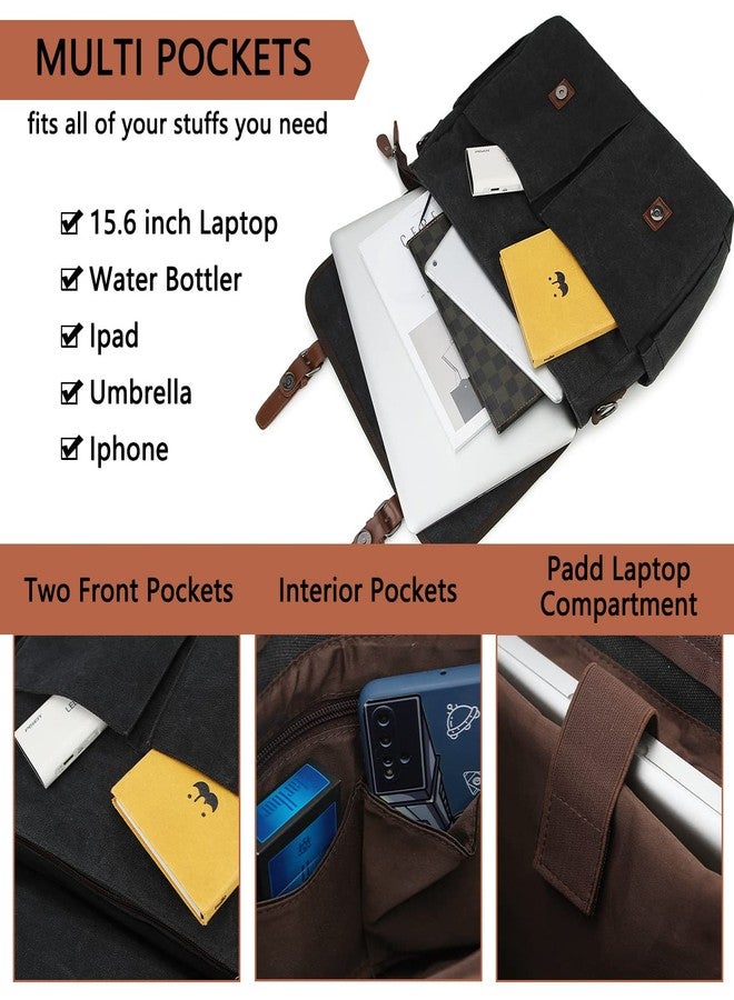 RAVUO Messenger Bag for Men, Water Resistant Canvas Satchel 15.6 Inch Laptop Shoulder Bag Briefcase With Padded Shoulder Strap - Image 4