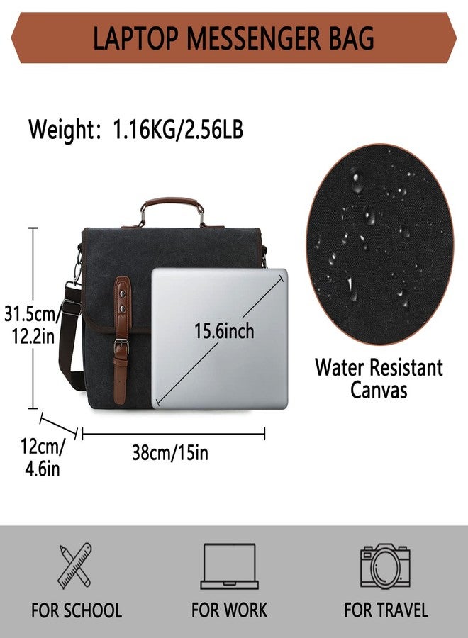 RAVUO Messenger Bag for Men, Water Resistant Canvas Satchel 15.6 Inch Laptop Shoulder Bag Briefcase With Padded Shoulder Strap - Image 2