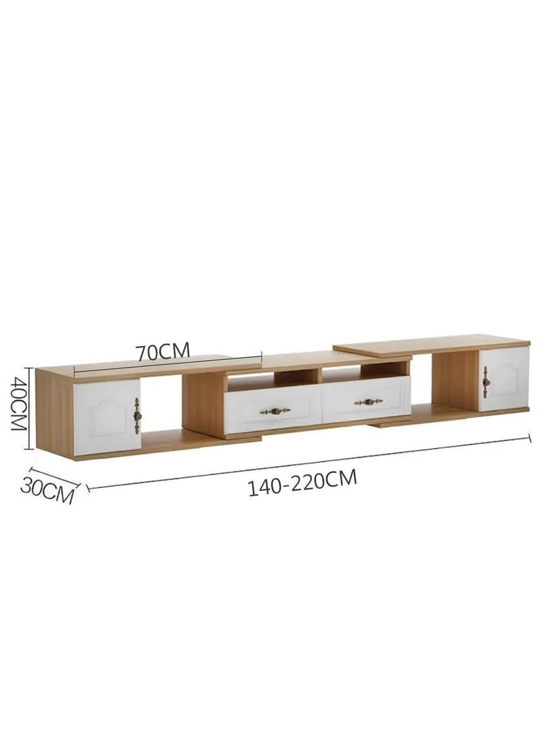 Golden Modern TV Cabinet,140CM~220CM White TV Stand with 2 Drawers & 2 Doors for TVs Up to 75in Extendable TV Entertainment Center Console Table Modern TV Table Unit for Living Room  - Image 3