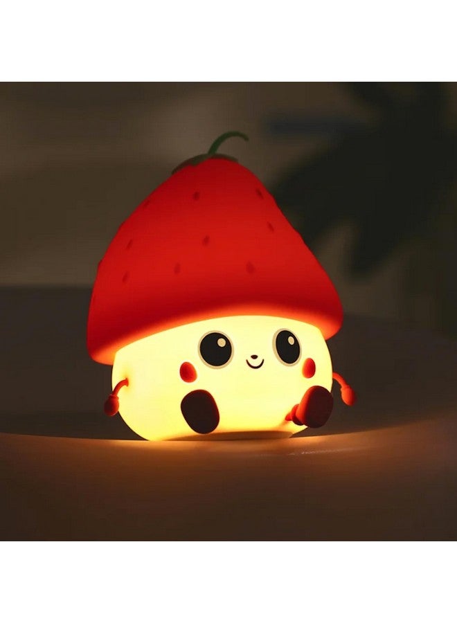 NYRWANA Night Lamp for Kids, Cute Lamps, Gift Items for Women, Birthday Gift for Kids, Rechargeable Silicone Light, Strawberry Shape (Red) - Image 3