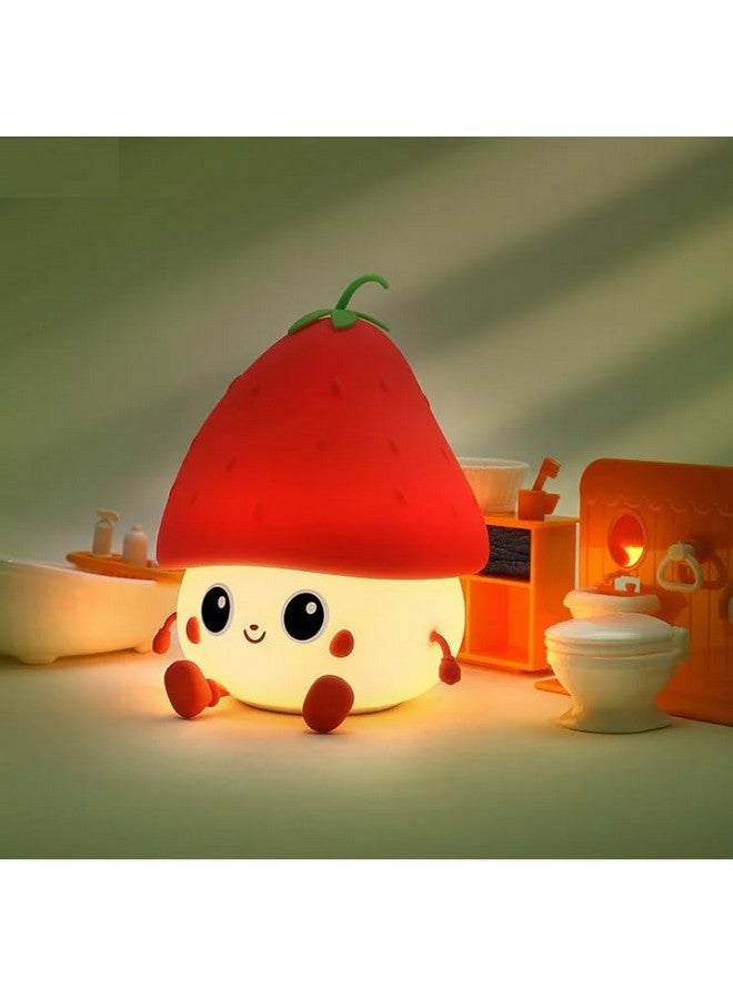 NYRWANA Night Lamp for Kids, Cute Lamps, Gift Items for Women, Birthday Gift for Kids, Rechargeable Silicone Light, Strawberry Shape (Red) - Image 4