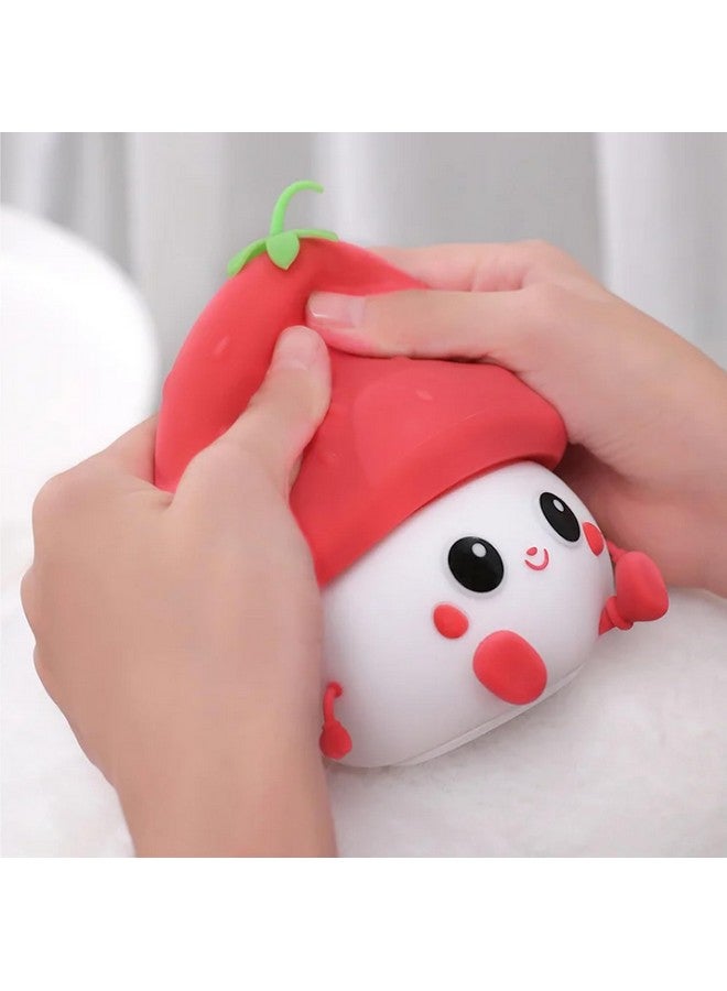 NYRWANA Night Lamp for Kids, Cute Lamps, Gift Items for Women, Birthday Gift for Kids, Rechargeable Silicone Light, Strawberry Shape (Red) - Image 5