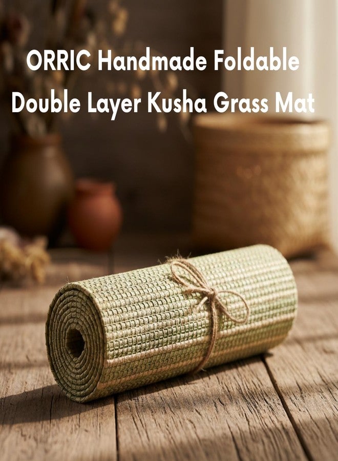 ORRIC Handmade Kusha Grass Meditation Mat, 20x20 Inch, Double-Layer, Natural Material, for Yoga, Puja, Floor Sitting (Pack of 3) - Image 4