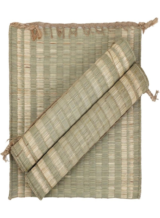 ORRIC Handmade Kusha Grass Meditation Mat, 20x20 Inch, Double-Layer, Natural Material, for Yoga, Puja, Floor Sitting (Pack of 3) - Image 1
