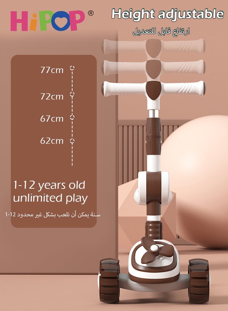هيبوب سكوتر أطفال 3 عجلات قابل للطي مع مقعد وإضاءة ، ارتفاع قابل للتعديل ، سكوتر أطفال مضاد للانقلاب  - Image 3