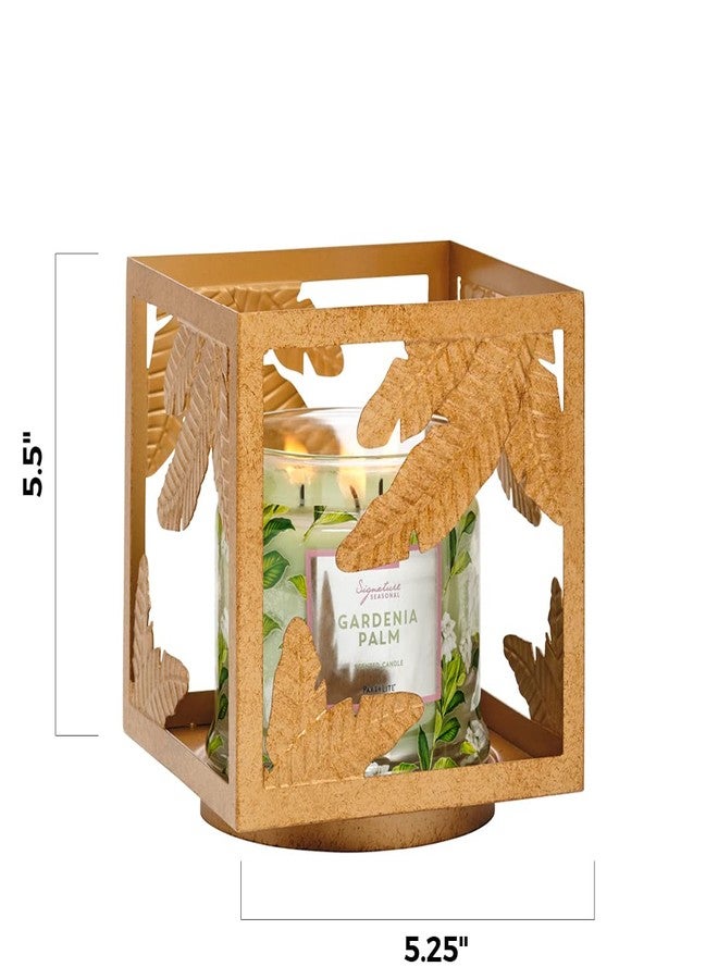 PartyLite Candle Holder - Square Golden Frond Metal Jar Holder for Scented Candles - Image 2