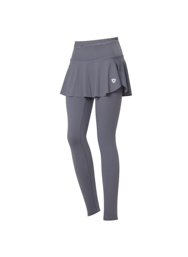 Full Waist Pocket Trousers High Waist Abdominal Fake Two-piece Running Quick-drying Sports Pants Autumn And Winter Fleece-lined Thickened Yoga Pants
