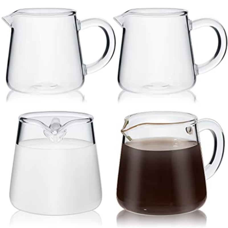 Small glass creamer pitcher for coffee and tea, transparent, borosilicate glass, minimalist design, heat-resistant and easy-pour spout - Image 1