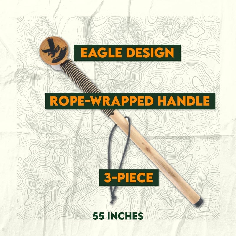 SE 3 Piece 55" Detachable Pine Wood Walking/Hiking Stick with Metal Tip, Reinforced Rubber Tip, and Water-Resistant Travel Pouch - Portable and Durable for Outdoor Adventures - Image 4