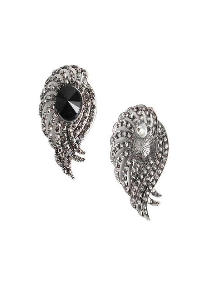 SOHI Women's Stone Spiral Earrings For Casual Wear | Black Colour | Alloy Material | Push Pin Closure | Artificial Stones Earrings | - Image 5