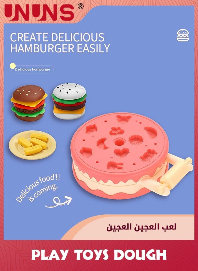 UNUNS Birthday Cake Machine Dough Kit,Play Toys Dough For Kids,Kitchen Creations Hamburger Maker Play Set For Girls Boys,Weekend Party Pretend Gift For Children Play Ages 3 And Up,Pink - Image 4