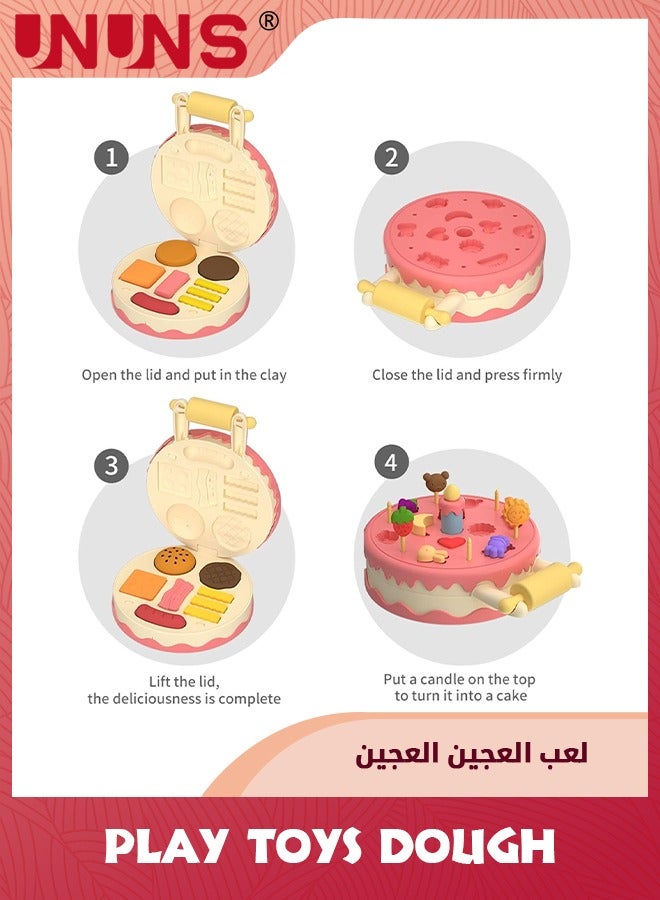 UNUNS Birthday Cake Machine Dough Kit,Play Toys Dough For Kids,Kitchen Creations Hamburger Maker Play Set For Girls Boys,Weekend Party Pretend Gift For Children Play Ages 3 And Up,Pink - Image 2