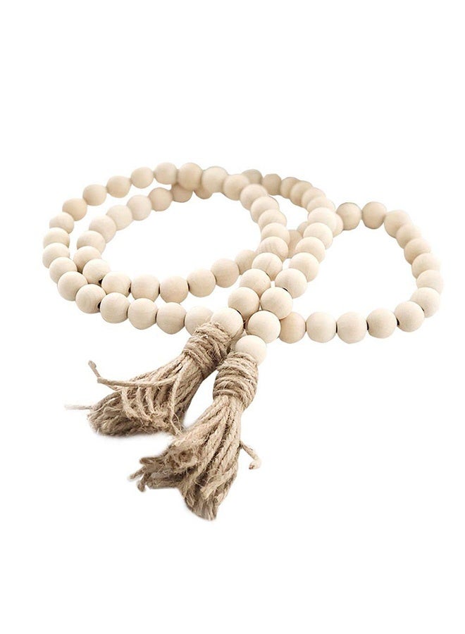 Peachjoy RGB World Farmhouse Beads 58in Wood Bead Garland with Tassels Rustic Country Decor Prayer Boho Beads Big Wall Hanging Decor  - Image 1