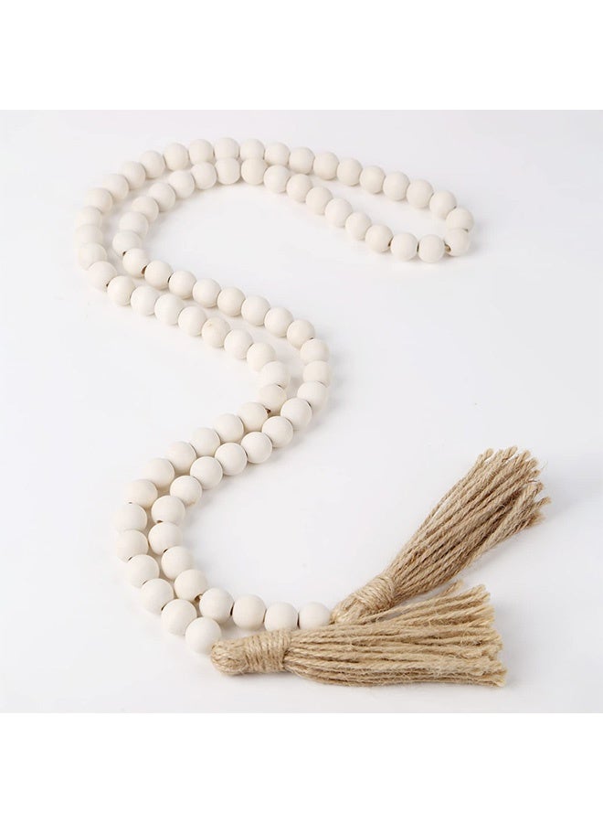Peachjoy RGB World Farmhouse Beads 58in Wood Bead Garland with Tassels Rustic Country Decor Prayer Boho Beads Big Wall Hanging Decor  - Image 3