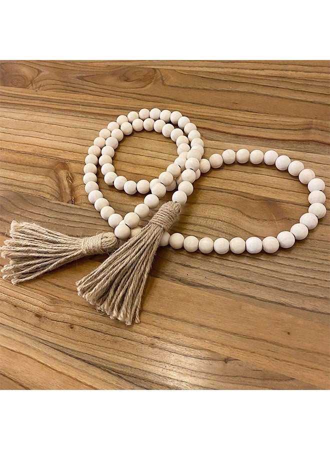 Peachjoy RGB World Farmhouse Beads 58in Wood Bead Garland with Tassels Rustic Country Decor Prayer Boho Beads Big Wall Hanging Decor  - Image 4