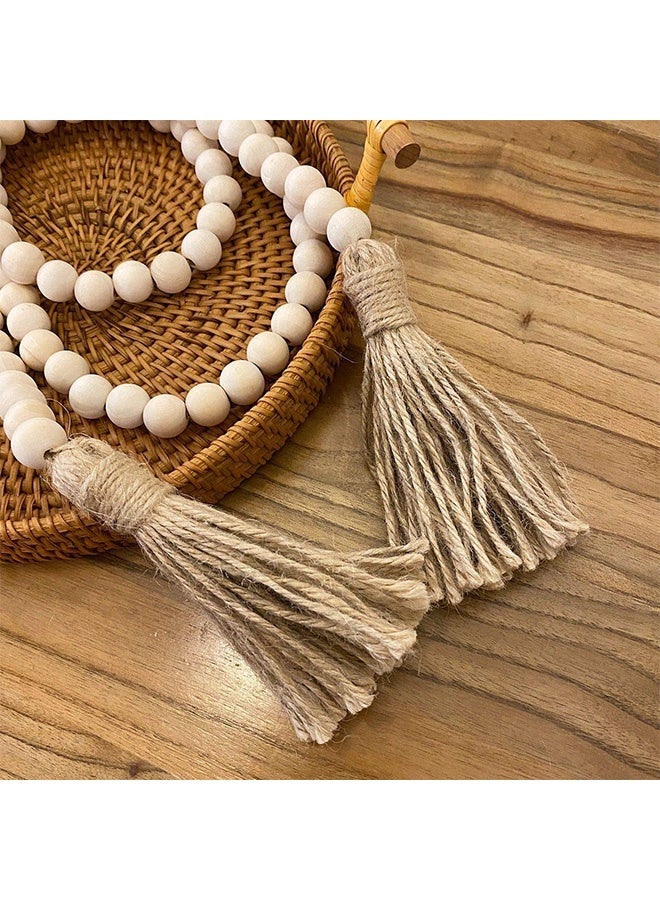 Peachjoy RGB World Farmhouse Beads 58in Wood Bead Garland with Tassels Rustic Country Decor Prayer Boho Beads Big Wall Hanging Decor  - Image 5