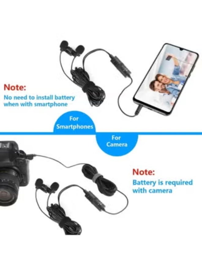 Dual Lavalier Microphone with Clip & Foam Windscreens – Clear Audio Recording for Smartphones – Ideal for Interviews, Content Creation & Daily Use - Image 2