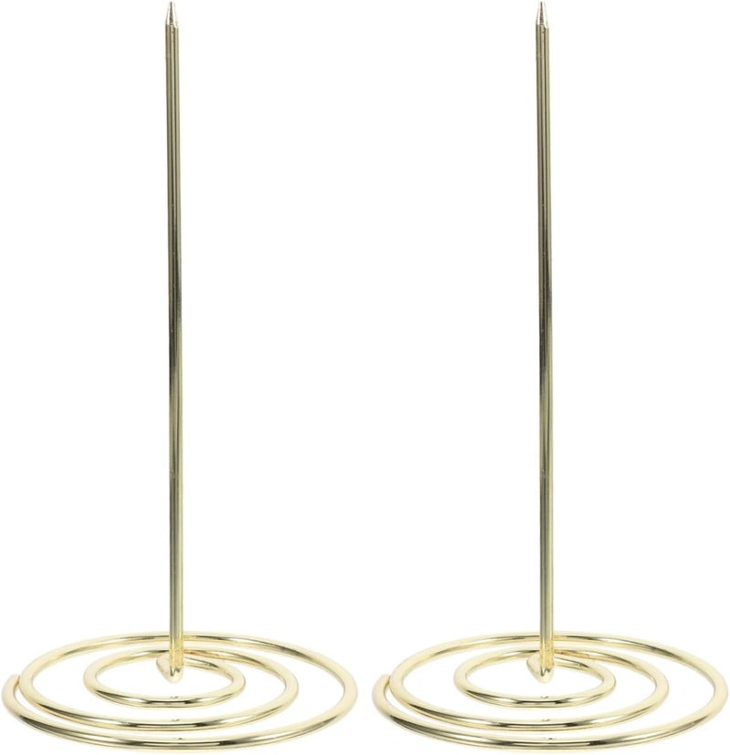 NUOBESTY 2Pcs Restaurant Check Spindle, Stainless Steel Receipt Holder Bill Fork Memo Invoice Spike Stick for Restaurant and Office Use (Gold) - Image 1