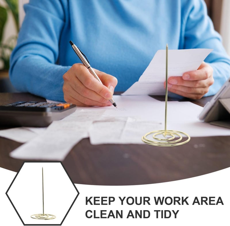 NUOBESTY 2Pcs Restaurant Check Spindle, Stainless Steel Receipt Holder Bill Fork Memo Invoice Spike Stick for Restaurant and Office Use (Gold) - Image 5