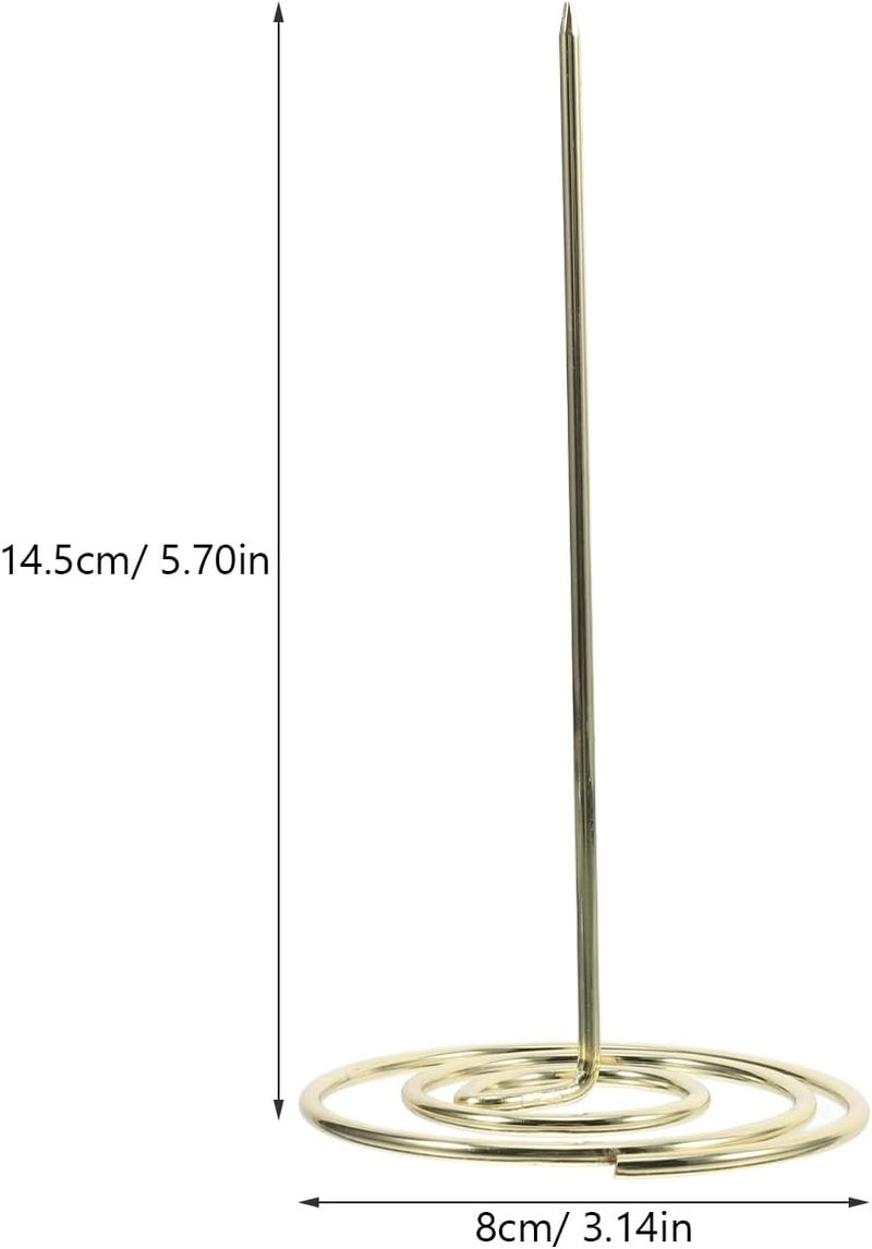 NUOBESTY 2Pcs Restaurant Check Spindle, Stainless Steel Receipt Holder Bill Fork Memo Invoice Spike Stick for Restaurant and Office Use (Gold) - Image 2
