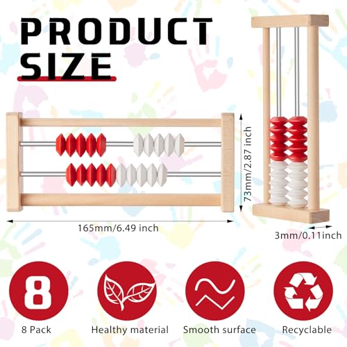 Saysurey 12 Pcs Mini 20Bead Wooden Rekenrek Abacus Abacus for Kids Math Math Counters Manipulatives Counting Rack for Kids Educational Toys Elementary Toddlers Preschool Learning - Image 5