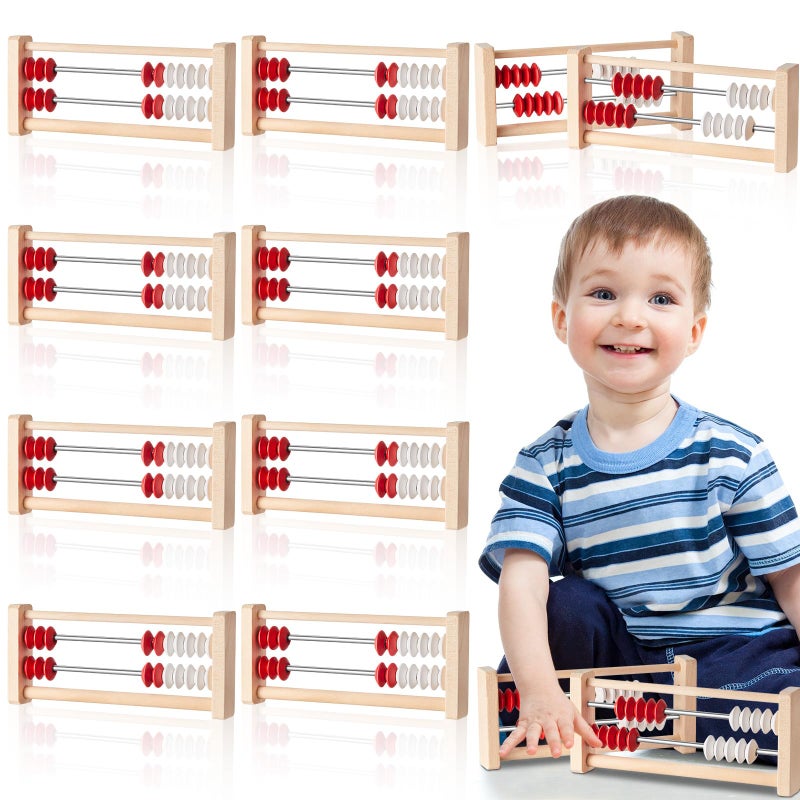 Saysurey 12 Pcs Mini 20Bead Wooden Rekenrek Abacus Abacus for Kids Math Math Counters Manipulatives Counting Rack for Kids Educational Toys Elementary Toddlers Preschool Learning - Image 3